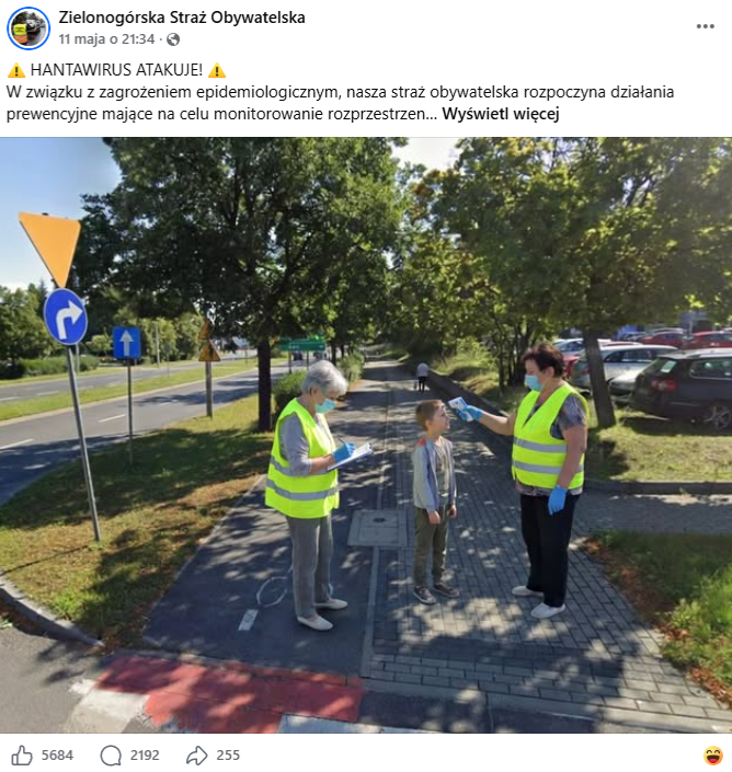 Zielonogórska Straż Obywatelska ma rzekomo mierzyć temperaturę mieszkańcom miasta 