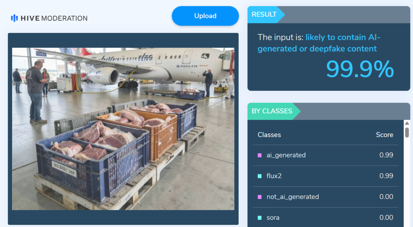 Hive Moderation potwierdza, że zdjęcie jest tworem AI
