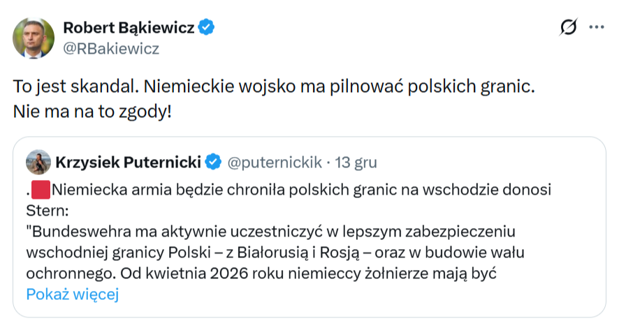 Wpis Roberta Bąkiewicza z fałszywą informacją