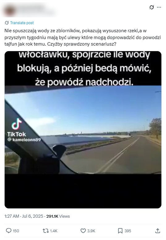 Post alarmujący o pełnych zbiornikach wyświetlono niemal 300 tys. razy