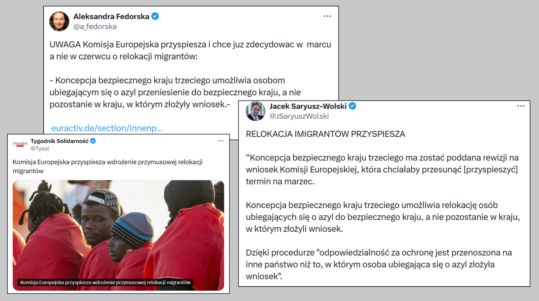Wprowadzające w błąd wpisy o "przyspieszaniu relokacji migrantów"