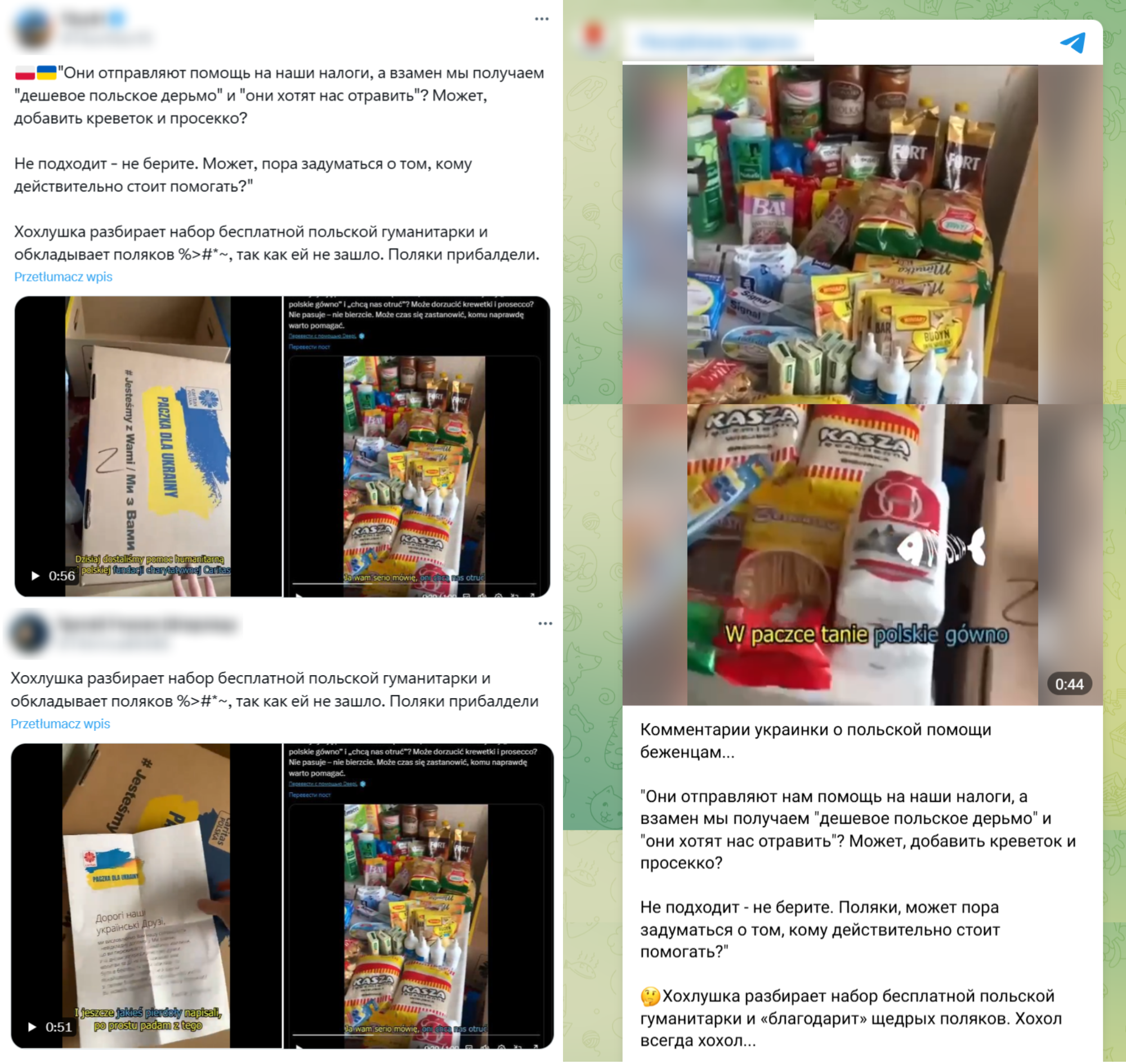 Rosyjskojęzyczne wpisy ze zmanipulowanym nagraniem