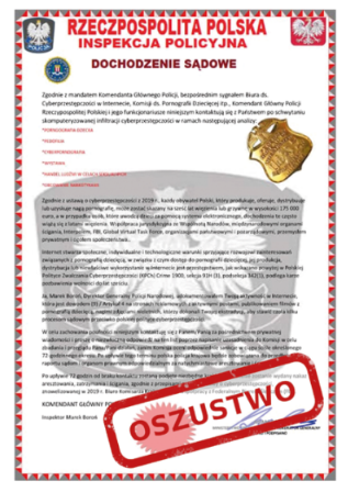 Załącznik wysyłany w wiadomości podszywającej się pod policję