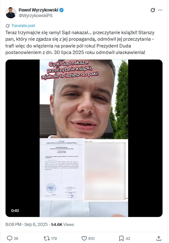 Sprawę skazanego mężczyzny nagłaśniał m.in. polityk Konfederacji