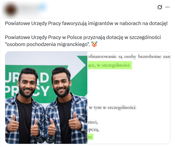 Na podstawie regulaminu internauta uznał, że imigranci są "faworyzowani" w urzędach pracy