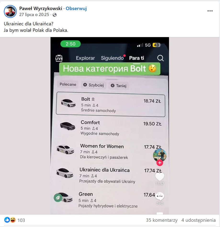 Działacz Konfederacji Korony Polskiej podał dalej fake newsa