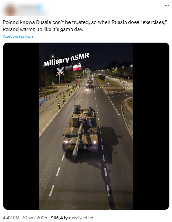 Wprowadzający w błąd post opublikowany 10 września 2025 roku w serwisie X
