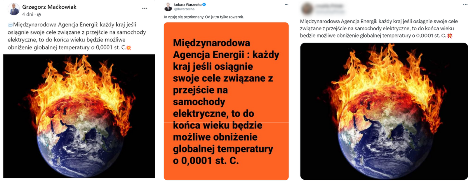 Wpisy o rzekomym twierdzeniu Międzynarodowej Agencji Energetycznej