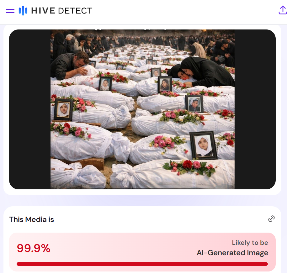 Narzędzie Hive wskazuje, że to obraz AI