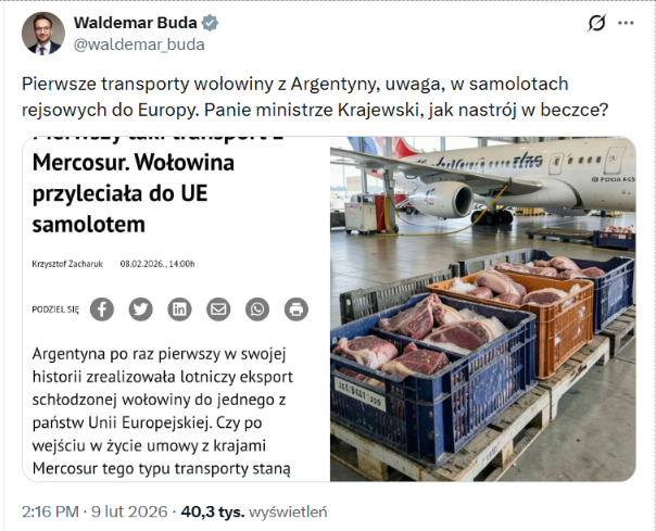 Europoseł wykorzystał wygenerowany przez AI obraz z tekstu serwisu jako ilustrację do swojego posta, nie wyjaśniając tego odbiorcom