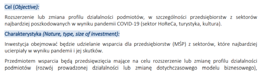 Opis inwestycji z pierwotnej wersji KPO