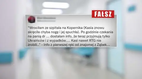 W szpitalu "przyjmują tylko Ukraińców i z wypadków"? Resort zdrowia: "trolling po myśli rosyjskiego agresora"