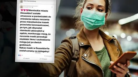 Nie, Duesseldorf nie zniósł nakazu noszenia maseczek, dlatego że szkodzą zdrowiu
