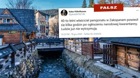 Nie, właściciel pensjonatu w Zakopanem nie powiesił się z powodu obostrzeń. To fake news