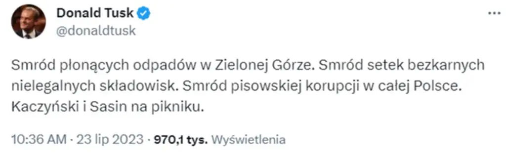 Tweet Donalda Tuska po pożarze w Zielonej Górze