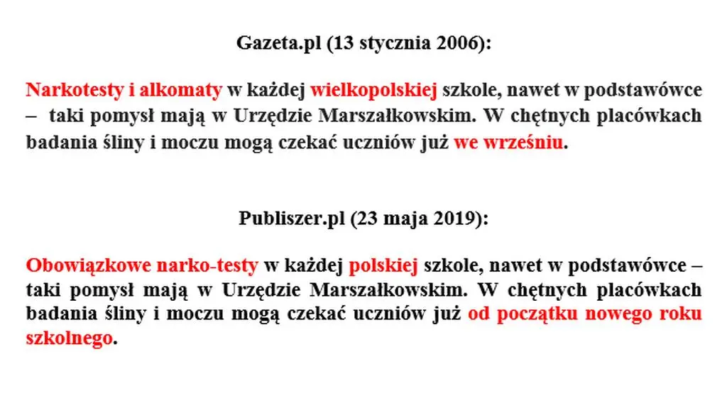 Dwie wersje tego samego leadu
