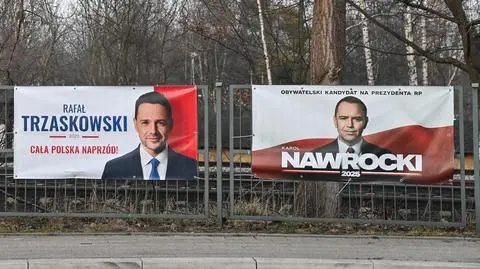 Banery wyborcze Rafała Trzaskowskiego i Karola Nawrockiego