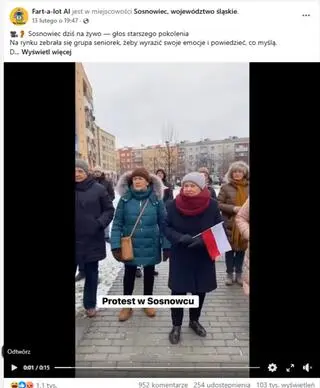 Filmik o "proteście" w Sosnowcu w jednym z postów na Facebooku