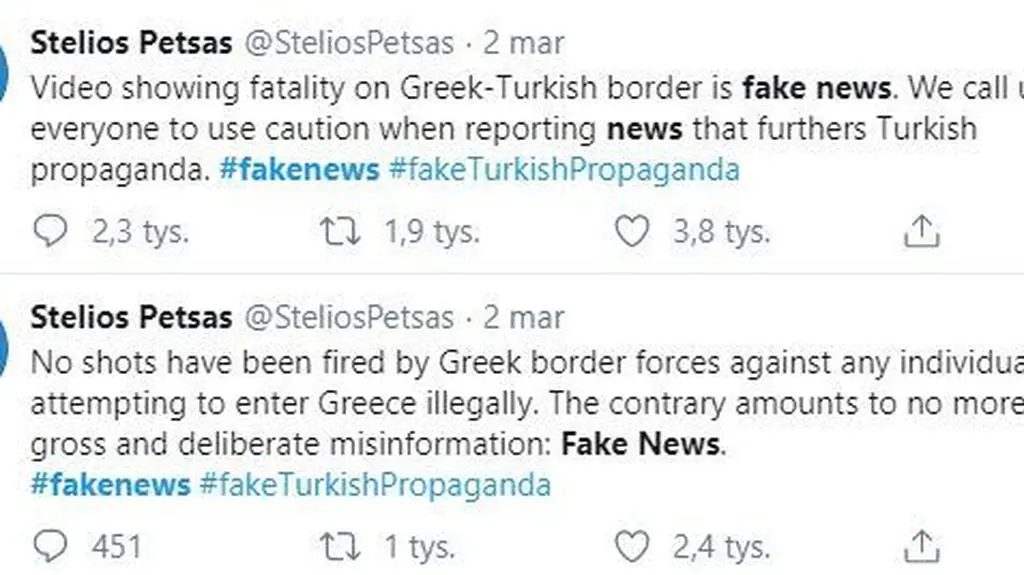 Wpisy Steliosa Petsasa na Twitterze