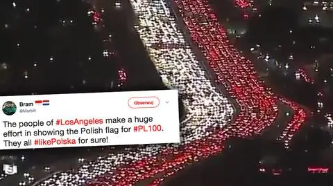 Czy samochody w Los Angeles utworzyły polską flagę na 100-lecie niepodległości?