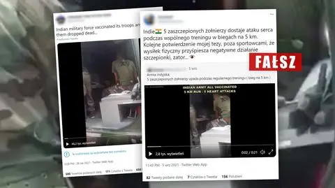 W Indiach żołnierze na ćwiczeniach dostali ataku serca z powodu szczepionki? Sprawdziliśmy, co pokazuje ten film