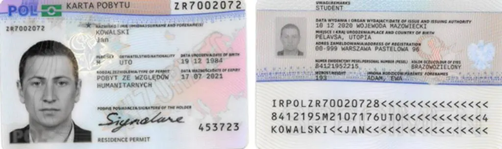 Wzór karty pobytu