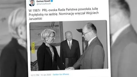 "Panie Pośle, proszę to usunąć". Zdjęcie Julii Przyłębskiej z Wojciechem Jaruzelskim to fotomontaż
