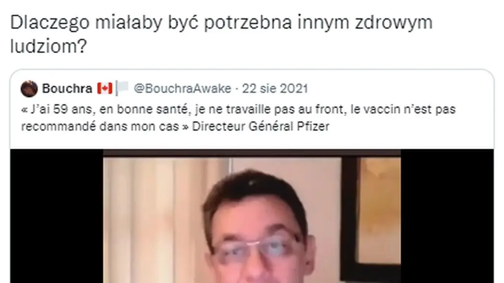 Tweet o wypowiedzi Alberta Bourli
