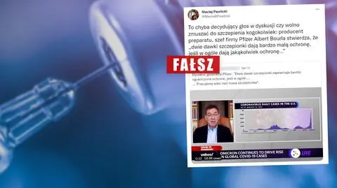 Szef Pfizera "przez przypadek powiedział prawdę" o skuteczności szczepionek? Tłumaczymy, o czym mówił