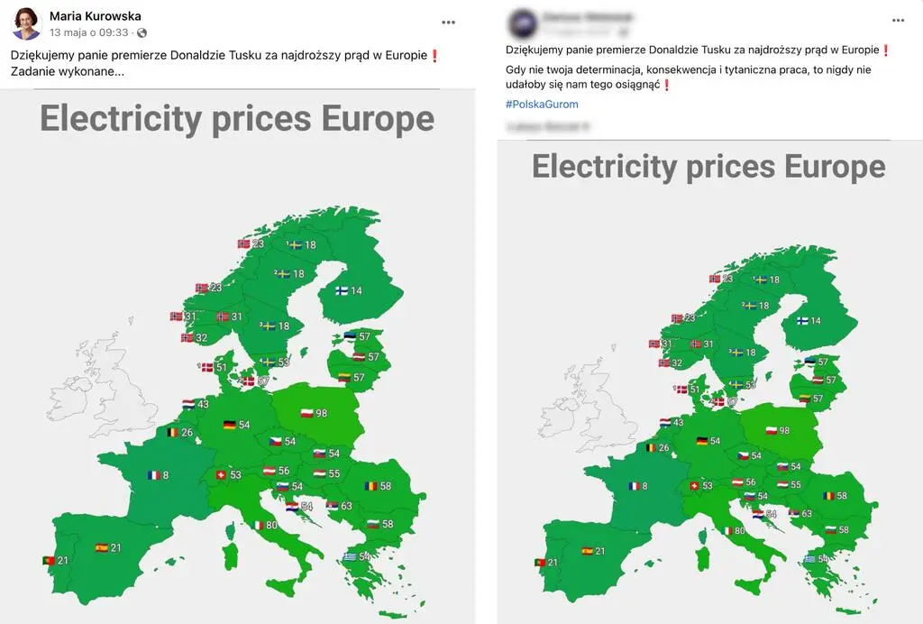 Wpisy z mapą cen prądu w Europie