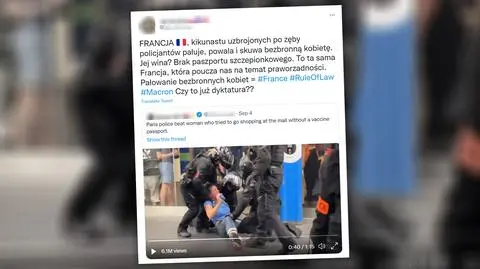 Francuska policja "bije za brak paszportu covidowego"? Sprawdzamy