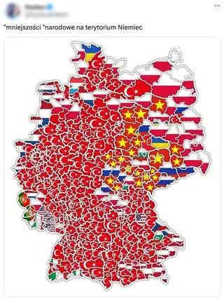 Jeden z postów, w którym pokazano popularną mapę Niemiec 