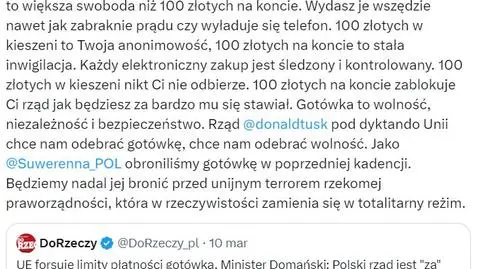 Warchoł: 100 złotych w kieszeni warte więcej niż na koncie. Manipulacja