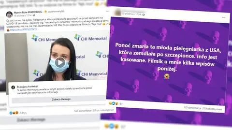 Nie. Pielęgniarka, która zemdlała po szczepieniu, nie umarła