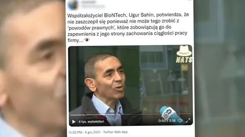 Prezes BioNTechu "potwierdza, że nie zaszczepił się" przeciw COVID-19? To stary wywiad