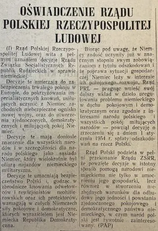 Oświadczenie rządu B. Bieruta w sprawie reparacji od Niemiec 