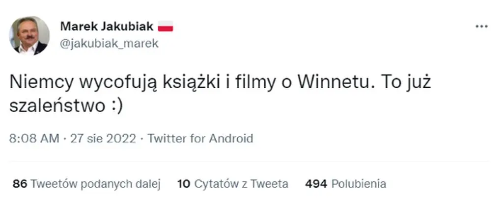 Tweet posła Marka Jakubiaka