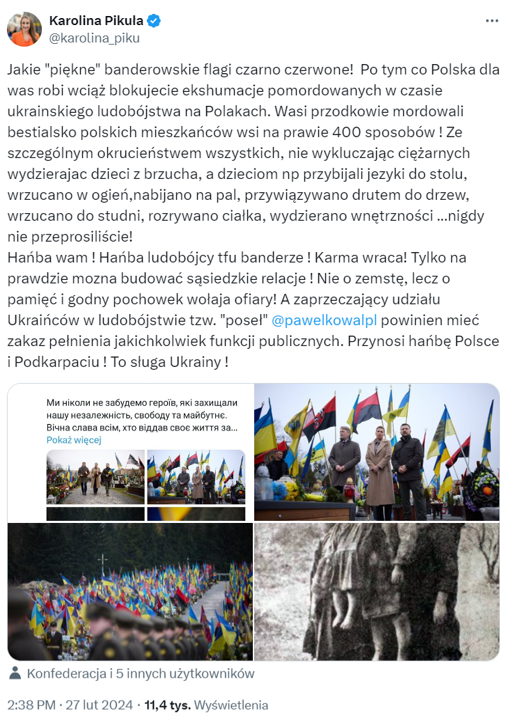 Post Karoliny Pikuły z 27 lutego 2024 roku