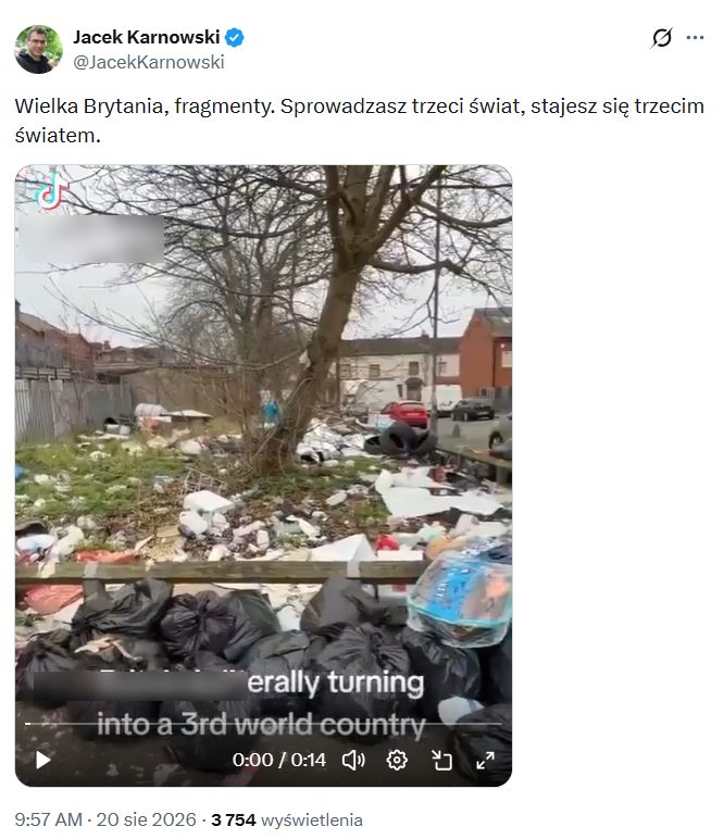 Wpis Jacka Karnowskiego o Wielkiej Brytanii