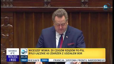 Wiceszef MSWiA: za czasów PO-PSL doszło do 60 zdarzeń z udziałem BOR