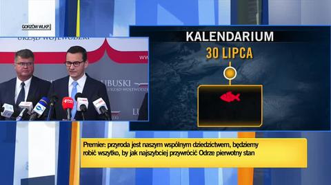 13 sierpnia 2022. Premier Mateusz Morawiecki o kryzysie związanym z Odrą: moje zobowiązanie to ukarać winnych