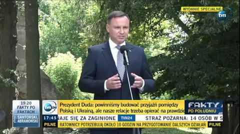 Prezydent Andrzej Duda przemawiał podczas wizyty na Wołyniu 