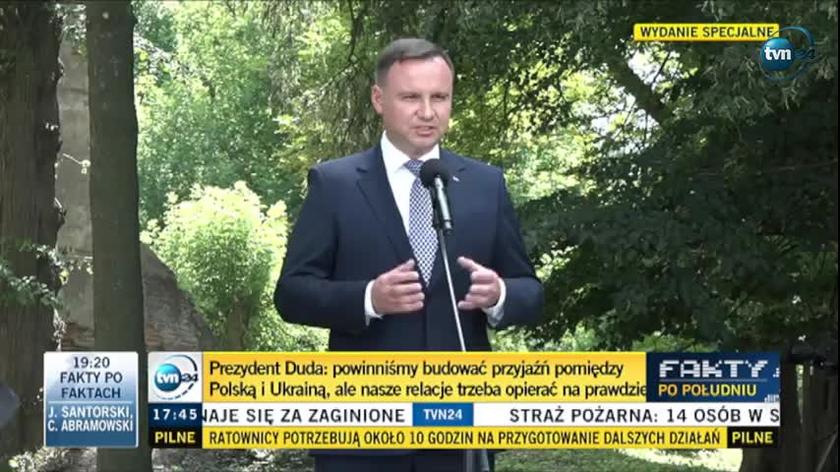 Prezydent Andrzej Duda przemawiał podczas wizyty na Wołyniu 