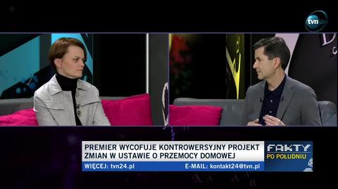 Dyskusja w sprawie projektu ustawy antyprzemocowej. Fragment programu "Babilon" TVN BiŚ