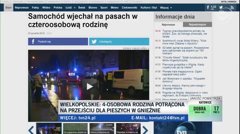 Gniezno: Wypadek na przejściu dla pieszych. Potrącone cztery osoby