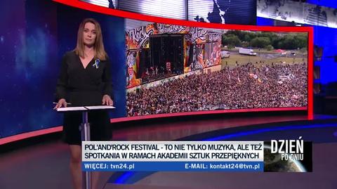 06.08.2022 Reporterka TVN24 Małgorzata Mielcarek relacjonuje ostatni dzień festiwalu Pol'and'Rock