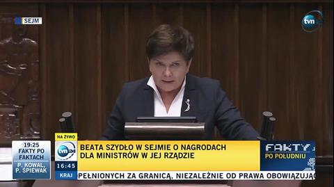 Szydło: ministrom rządu PiS te pieniądze się po prostu należały