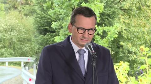 Premier Morawiecki odpowiada na pytanie o kontrasygnatę aktów prezydenta o "wyznaczeniu do orzekania" sędziów w Izbie Odpowiedzialności Zawodowej Sądu Najwyższego, 18.09.2022 roku