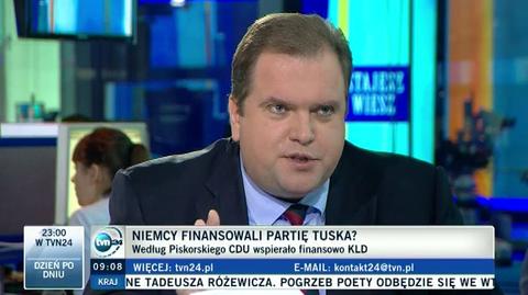Piskorski o finansowaniu partii Tuska przez Niemców: To nie zemsta 