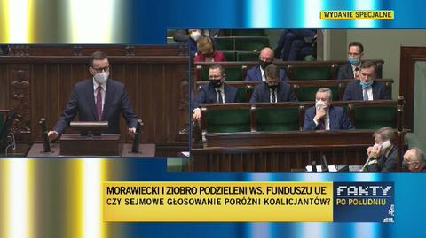 Premier Morawiecki przed głosowaniem nad ratyfikacją Funduszu Odbudowy mówił o "ponad 770 mld zł w cenach bieżących" 